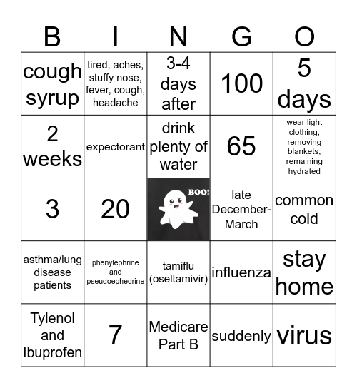 Say Boo to the Flu! Bingo Card