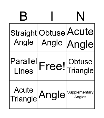 Geometry Bingo Card