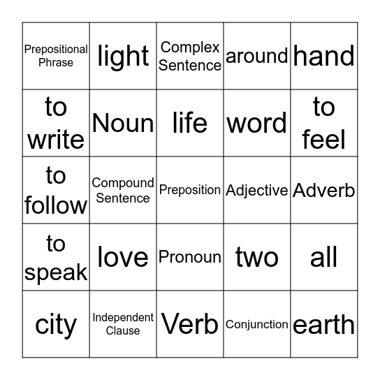 Language Foundations Bingo Card