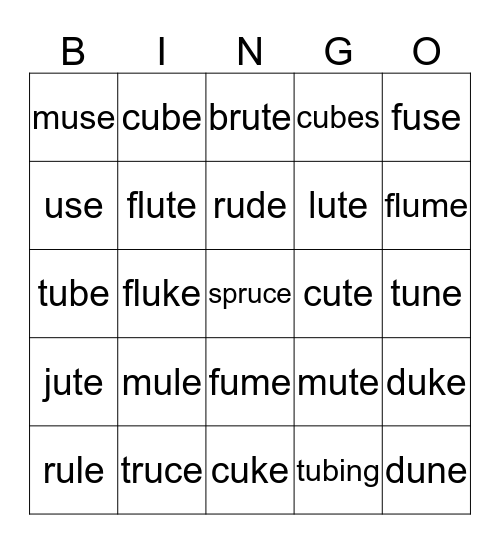 U Scoop E Bingo Card