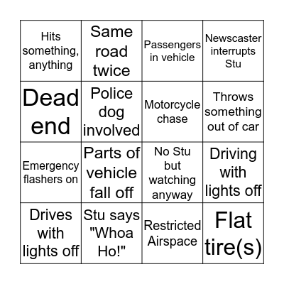 Official Don Brennan High Speed Chase Bingo Card! Bingo Card
