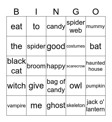 halloween Bingo Card