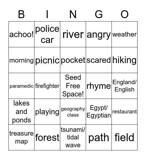 SM4a, Units 2 and 3, Vocabulary Bingo Card