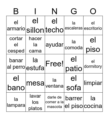 spanish Bingo Card