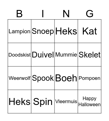 Halloween Bingo Card