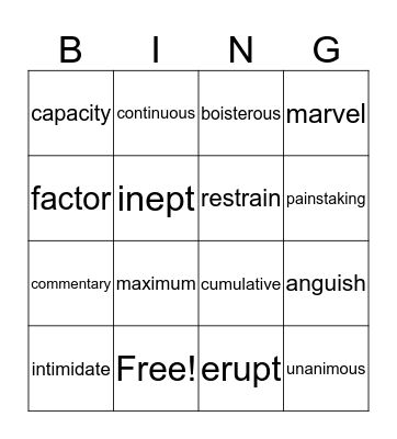 Untitled Bingo Card