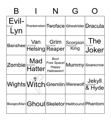 Halloween Bingo Card