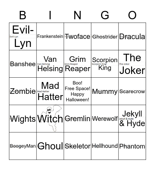 Halloween Bingo Card
