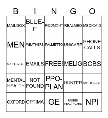 ELIGIBILITY Bingo Card