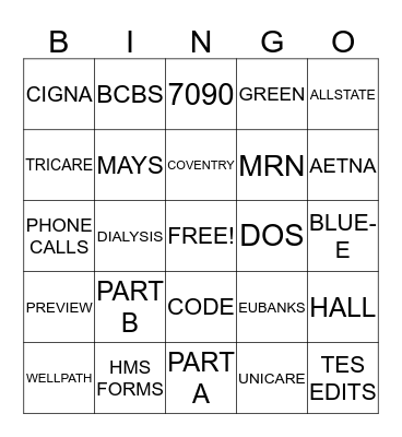 ELIGIBILITY Bingo Card