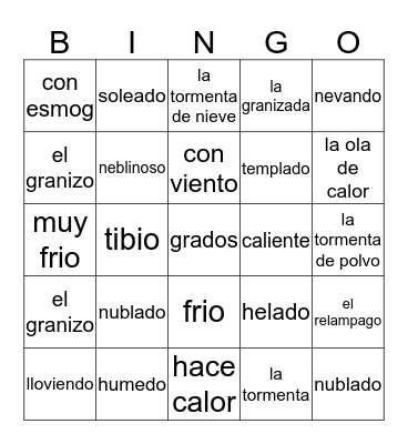 El Tiempo Bingo Card