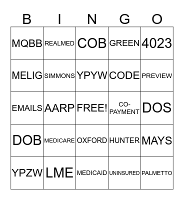 ELIGIBILITY Bingo Card