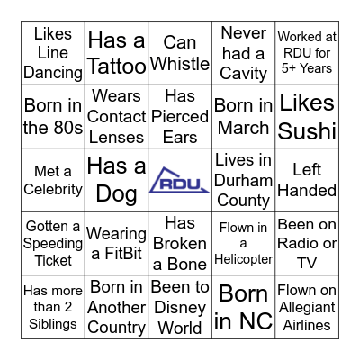 Team RDU Bingo Card