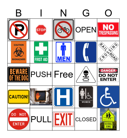 Safety Signs Bingo Card