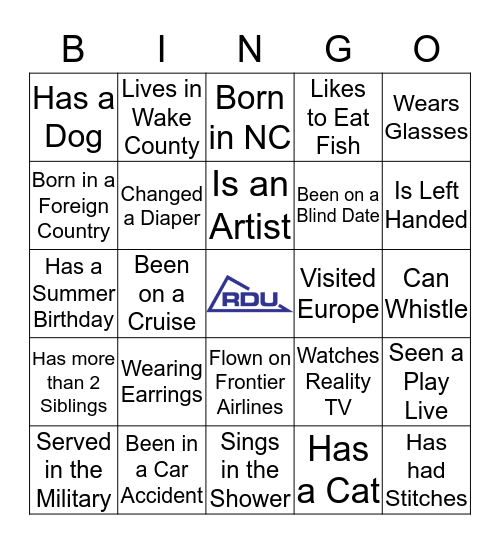 Team RDU Bingo Card