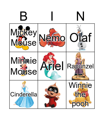 Disney BINGO Card