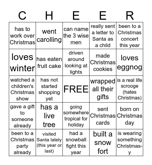 Christmas Bingo Card