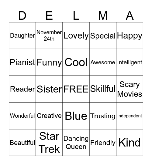 DISCO DANCING QUEEN Bingo Card