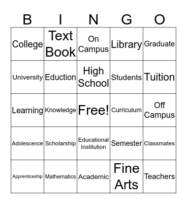 Education Bingo Card