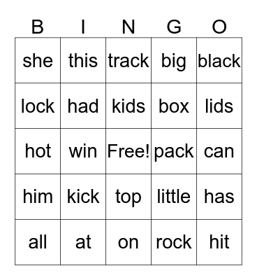 Unit 1 spelling words Bingo Card
