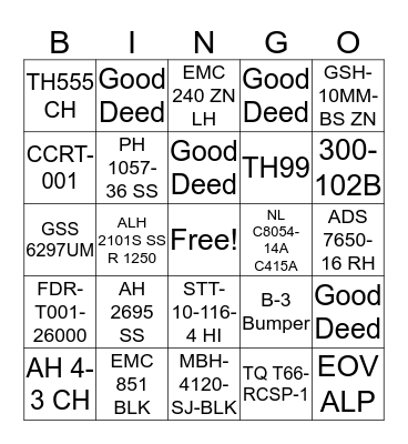 Office Part Bingo Card