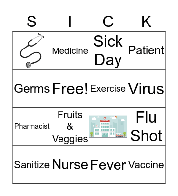 Flu Prevention Bingo Card