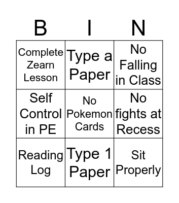 Jayleon's Challenge Bingo Card