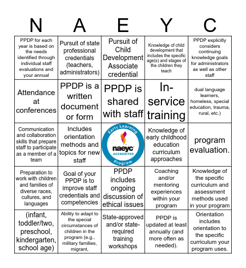 NAEYC Accreditation  Bingo!  Bingo Card