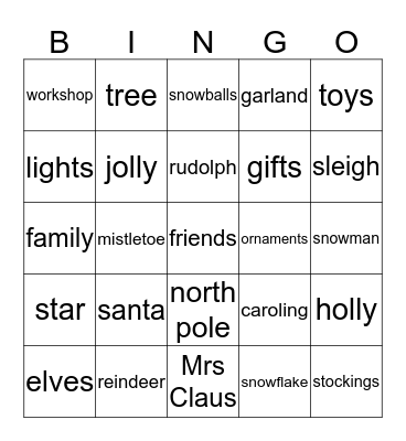 Holiday Bingo Card