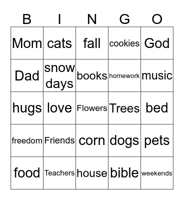 Mya Bingo Card
