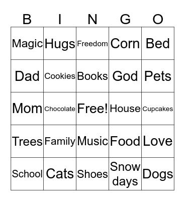 Sierra Bingo Card