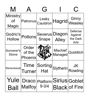 Harry Potter Bingo Card