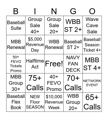 Sales Bingo Card