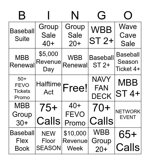 Sales Bingo Card