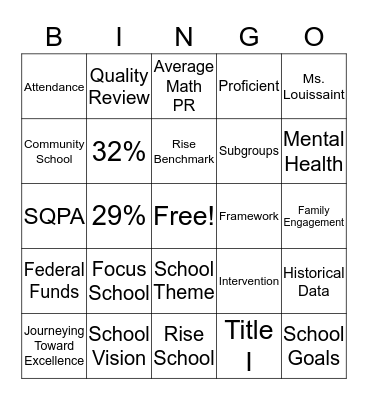 State of School Address Bingo Card