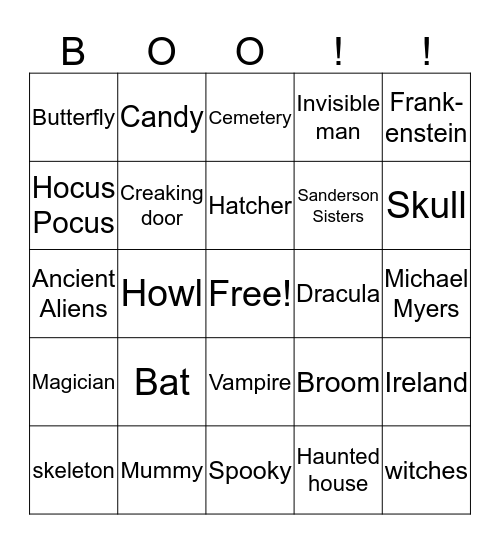 Ghost Bingo Card