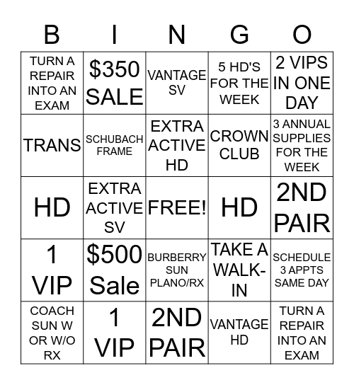 11/21/13 TO 11/30/13 Bingo Card