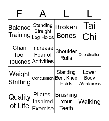 Better Balance!  Bingo Card