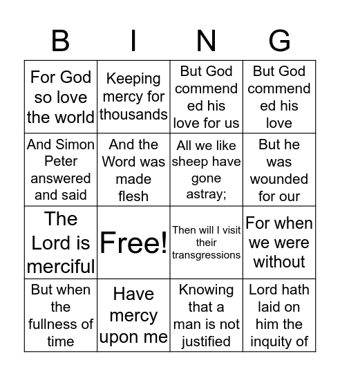 BE 103 REVIEW BINGO Card