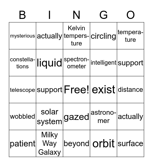 Looking for Earth 2 Bingo Card