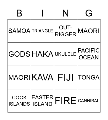 Polynesia Bingo Card