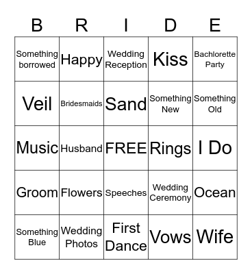 NOLA Bachlorette Bingo Card