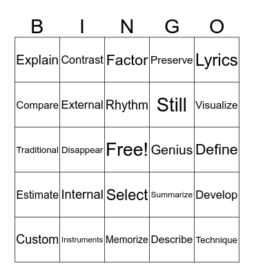 MS_ELA I - Bingo 1 Bingo Card