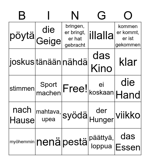 SA7 kpl 3B Bingo Card