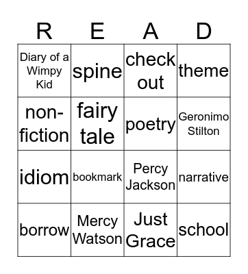 Family Fun Night Bingo Card