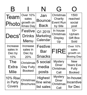 Christmas Bingo (Dream Team Region) Bingo Card