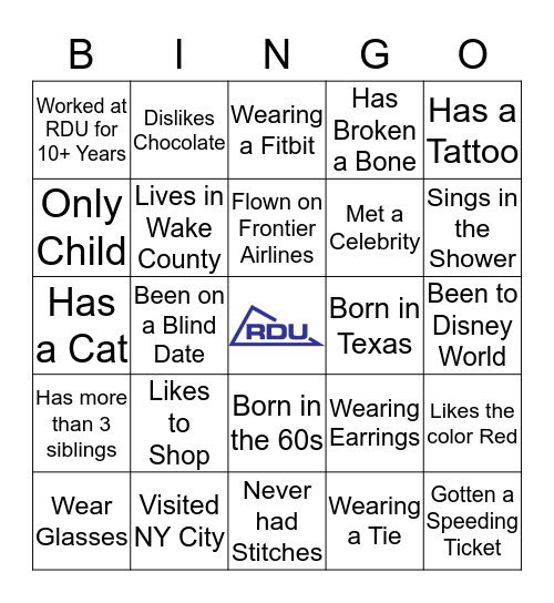 Team RDU Bingo Card