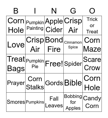 Fall Fun Bingo Card