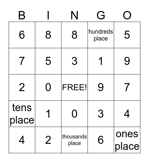 Base 10 Bingo Card