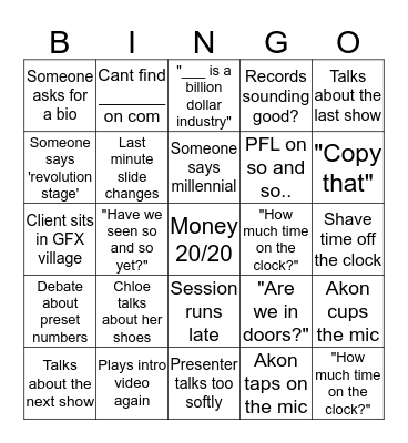 Money 20/20 Bingo Card